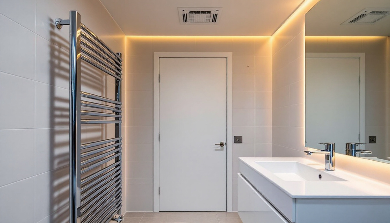 Auckland homeowner enjoying a finished eco-friendly bathroom with heat pump hot water and energy efficient LED lighting