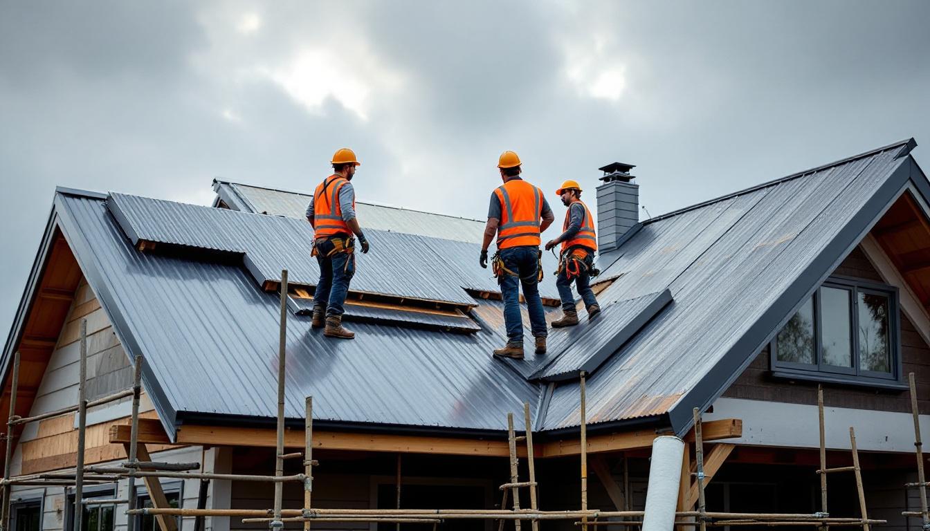 Reroofing project in Auckland — new Colorsteel long-run roofing installation